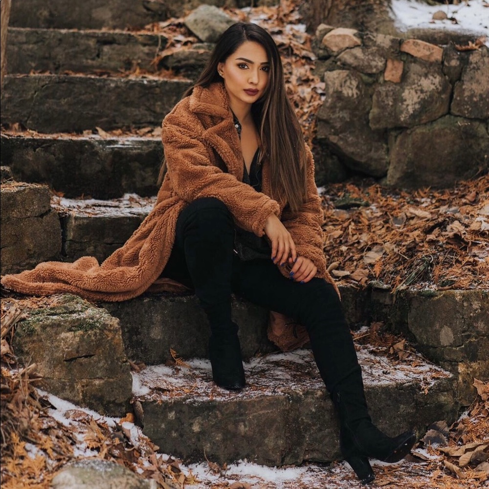 Long teddy trench coat
